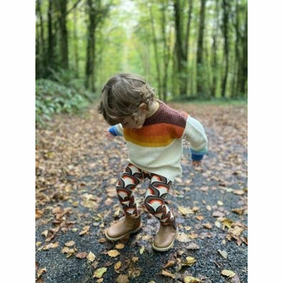 70's sunrise tights, leggings for toddler with chunky knit. Rise Up tights, 